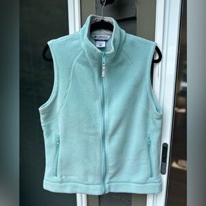 Columbia Fleece Vest Women Size Large Aqua Blue Full Zip Pockets‎
